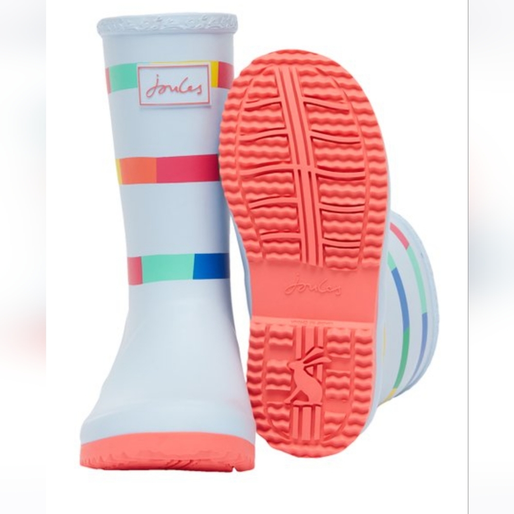 Joules JNR Roll-Up Light Blue & Red Rainbow Dog Rain Boot Toddler Girls 9 - Picture 5 of 9